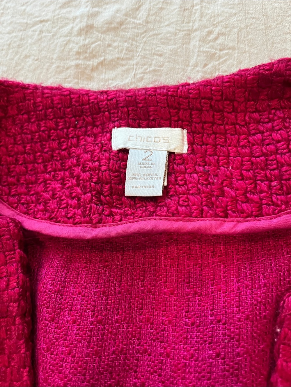 Chico's Open-Front Textured Cardigan - Raspberry Pink - Picture 2 of 3